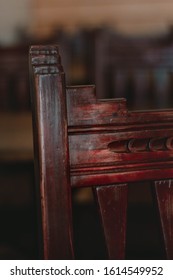 Old Wooden Chair Back. Closeup.