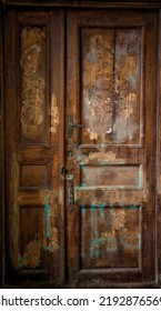 Old Wooden Closed Door Isolated