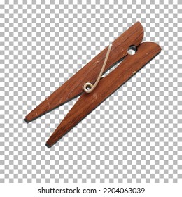 An Old Wooden Clothespin For Retro Project Asset.