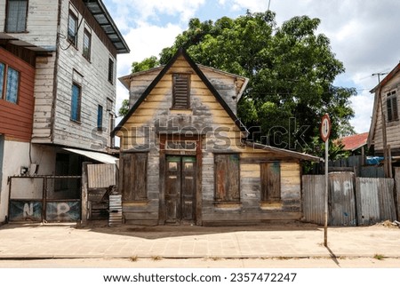 Old wooden colonial house in the historic center of Paramaribo, Suriname, South America