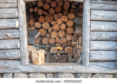 Old Wooden Cottage For Firewood