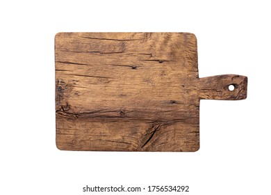 
Old wooden cutting board on a white isolated background.