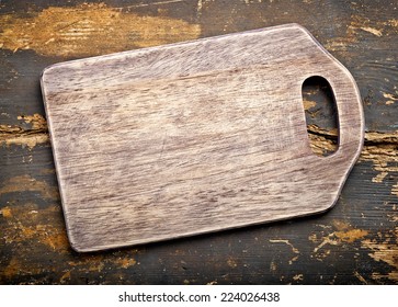 Old Wooden Cutting Board, Top View