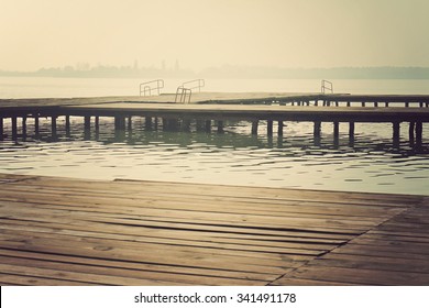 Old Wooden Dock. Vintage Photo