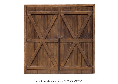 Old wooden door from a barn isolated on white background - Shutterstock ID 1719952234