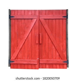 Old Wooden Door From A Barn Isolated On White Background