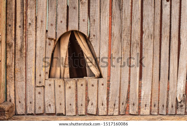 Old Wooden Door Cat Hole Stock Photo Edit Now 1517160086