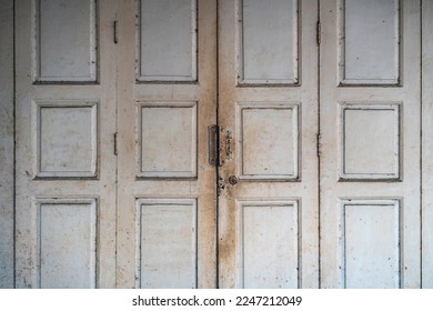 Old wooden door front view and stock 