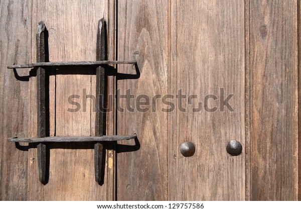 Old Wooden Door Handle Made Iron Stock Photo Edit Now