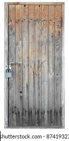 Old Wooden Door Isolated On White Background