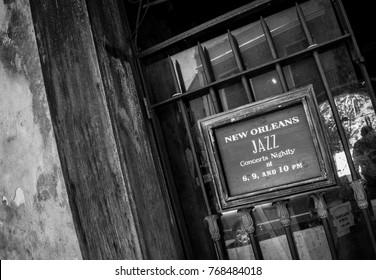 OLD WOODEN DOORWAY OF New Orleans JAZZ CLUB
