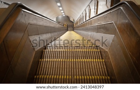 Old Wooden Escalator At Pedestrians' Tunnel  St. Anna's Tunnel, Belgium