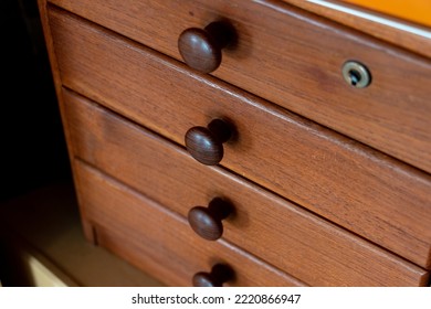 Old Wooden Furniture With Stacked Drawers