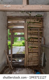 Old Wooden Gate. Barricaded Door