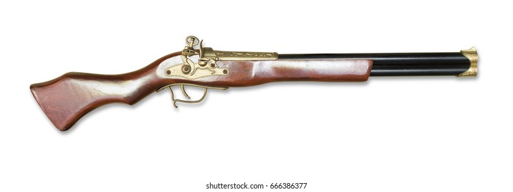 Old Wooden Gun Isolated On White Stock Photo 666386377 Shutterstock