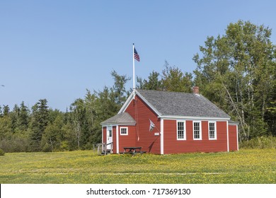 Old Wooden Historic School House In Penobscot, USA