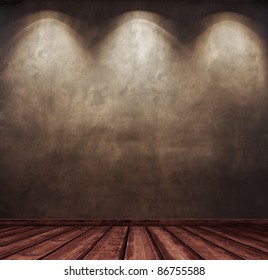 Old Wooden Interior Room With Dramatic Light.