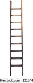 Old wooden ladder against the wall