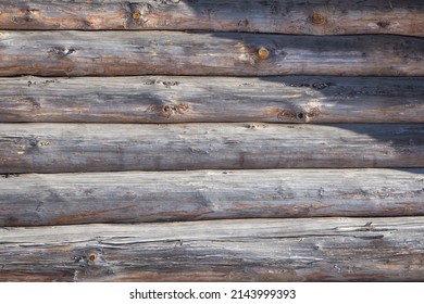 Old Wooden Log House Wall Background Texture