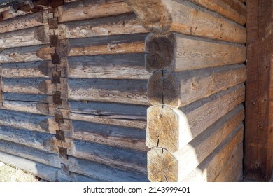 Old Wooden Log House Wall