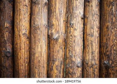 Old Wooden Log Wall Background