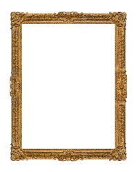 Old Wooden Picture Frame Isolated On White Background