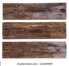 Old wooden planks isolated on white background