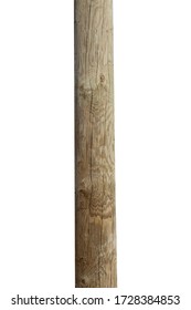 Old Wooden Post Isolated On White Background