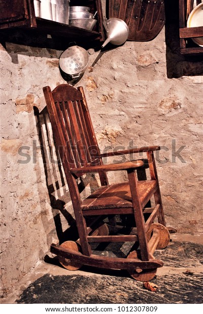 Old Wooden Rocking Chair Old Crafts Stock Photo Edit Now 1012307809