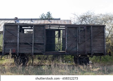 Old Wooden Ruined Boxcar