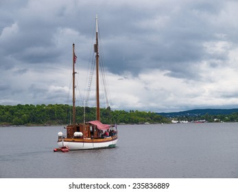 Old Wooden Sailboat On Oslofjord