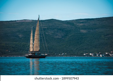 Old Wooden Sailboat On The Sea