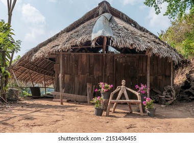 An Old Wooden Shack In A Quiet Forest