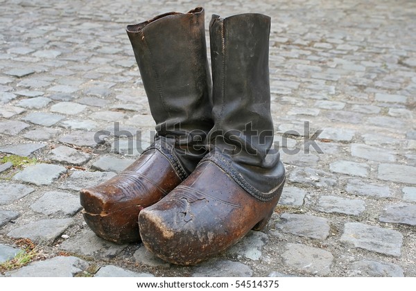 Old Wooden Shoes Clogs Stock Photo 