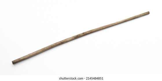 Old Wooden Staff Isolated On White Background