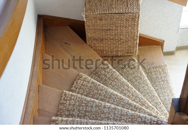 Old Wooden Staircase Fabric Cover Royalty Free Stock Image