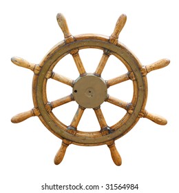 Isolated Vintage Wooden Brass Ships Steering Stock Photo (Edit Now ...