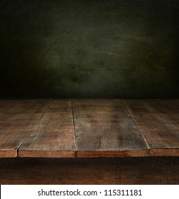 Old Wooden Table With Dark Background