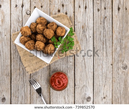 Similar – Foto Bild Falafel und Gemüse auf weißem Holzgrund. Draufsicht