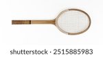 old wooden tennis racket isolated on white background