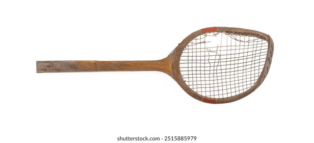 old wooden tennis racket isolated on white background - Powered by Shutterstock