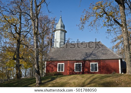 Old wooden Turaida church in Latvia