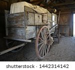 Old wooden wagon used for filming movies at an old 1880s town in South Dakota.