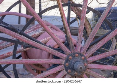 Old Wooden Wagon Wheel With Hub