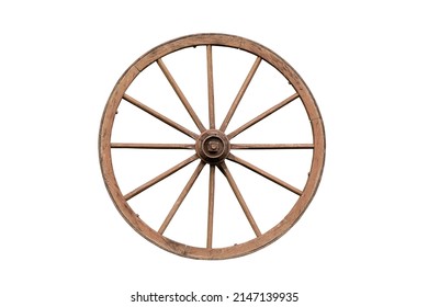 Old Wooden Wheel. Isolated On White Background