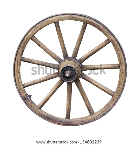Old Wooden Wheel isolated on white background