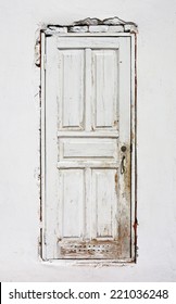 Old Wooden White Door