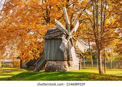 Old wooden windmill in Ludza. Latvia