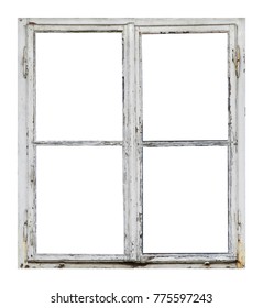 Old Wooden Window On White Background