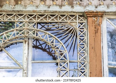 Old Wooden Window. Peeling Paint And Wooden Details.